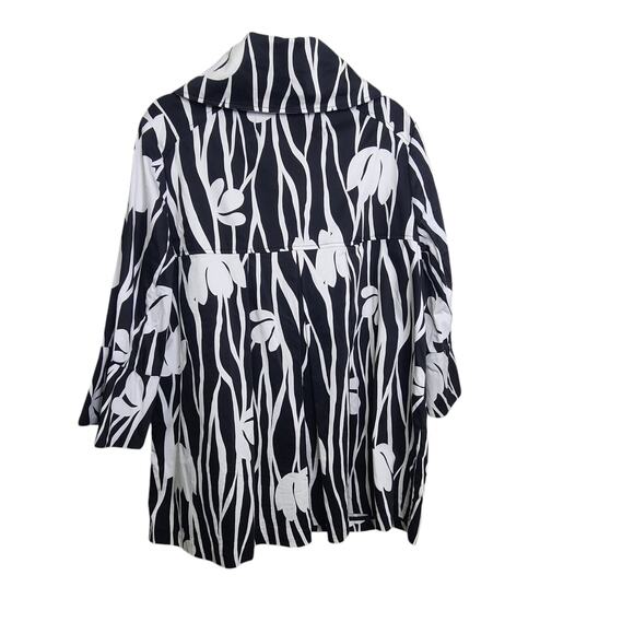 Attention Womens XL Black White Tulip Abstract Jacket Bell Sleeve XL Artsy Retro - Picture 5 of 7